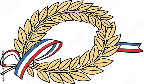 Golden memorial wreath with red white blue ribbon golden wreath laurel wreath french ribbon
