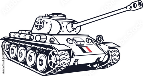 Black and white of wwii german tank with czech insignia wwii tank czech republic insignia