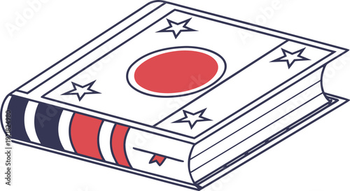 Japanese constitution book with red circle and stars navy blue