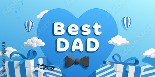 A festive blue image wishing a best dad a happy father s day