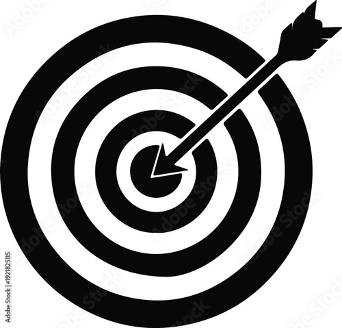 silhouette target with arrow hitting bullseye perfect aim vector design