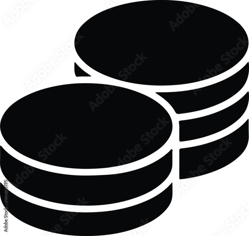 silhouette two stacks of coins currency finance banking wealth vector design