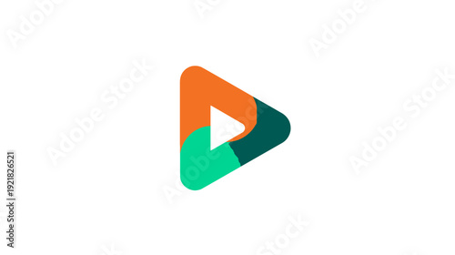 Modern Colorful Play Button Icon. Stylized Graphic Symbol for Video, Audio, and Multimedia Content Interface Design.