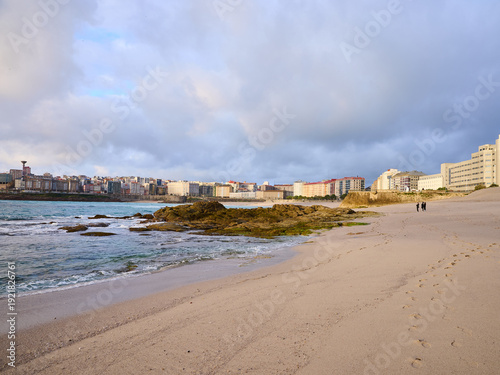 Riazor beach, A Coruña on a cloudy day