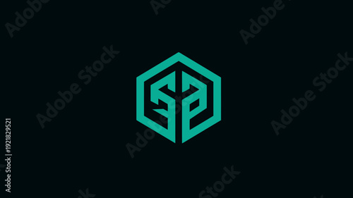 Abstract geometric hexagon logo design with modern teal lines on a dark background, symbolizing connection, technology, or business branding.