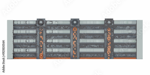 Architectural detail of a modern building facade with repetitive elements