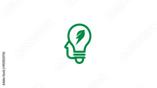 Green energy innovation icon representing sustainable thinking, eco-friendly ideas, and environmental consciousness.