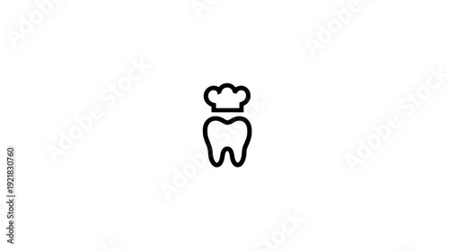 Creative Tooth with Chef Hat Icon Line Art - Dental Health and Nutrition Concept Illustration for Oral Care