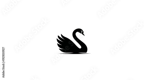 Elegant Black Swan Silhouette Vector Graphic. Minimalist Bird Icon for Logo Design, Branding, or Web Elements on White.