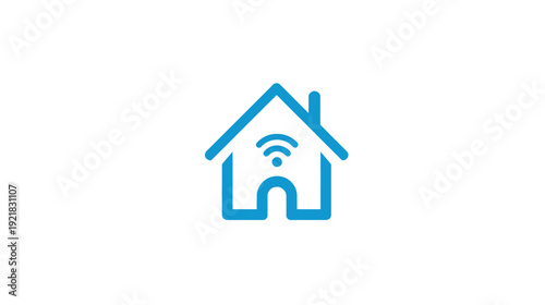 Smart Home Wi-Fi Connectivity Icon. Modern House with Wireless Internet Signal Symbol for Digital Technology and Automation.