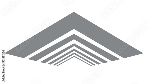 Abstract geometric grey V-shape pattern creating a deep receding tunnel perspective. Modern design element and graphic background.