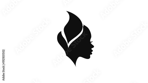 Elegant Woman Profile Silhouette with Stylized Hair Design on White Background, Abstract Beauty and Power Vector Graphic