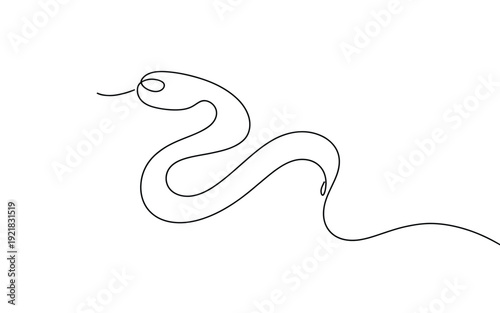 Minimalist Single Line Drawing of a Coiled Snake  Wild Reptile Art