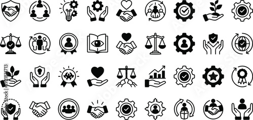 Black and white business icons set with various symbols  business concept