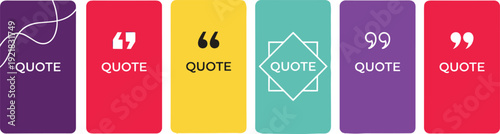 Quote text banner card templates collection with quotation mark design for social media post motivational message and branding content