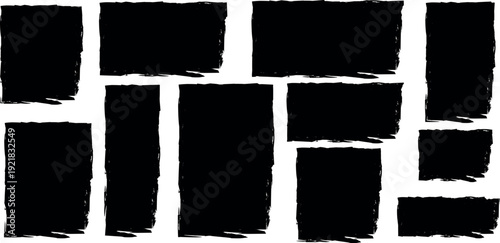 Abstract composition of black rectangles on white background