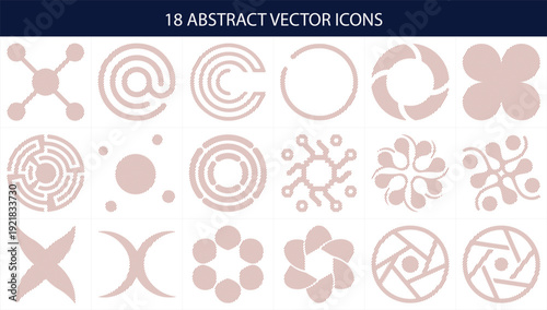 Technical Abstract Geometric Icons Set – Professional Blue Engineering Blueprint Vectors for FinTech, Cyber Security, and Modern Tech Infrastructure Branding