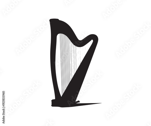 Elegant harp with intricate Celtic knot design on soundbox.