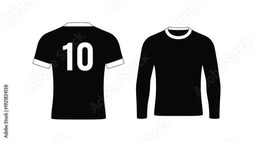 Two black t shirts with number ten a striking silhouette