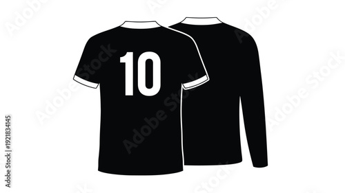 Two black jerseys with the number ten a stark silhouette