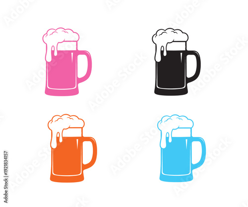 Page Page of Beer Mug Icons in Various Colors.