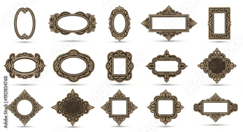 Collection of ornate decorative vintage frames and borders.