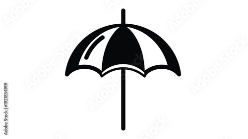 Simple black umbrella icon with a clean modern silhouette