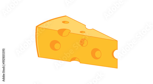 A vibrant cartoon style illustration of a wedge of swiss cheese with distinct holes high quality professional