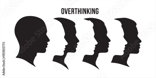 Emotional burnout. Anxiety attack. Mental crisis. Double exposure profile silhouette of disturbed tired woman head on orange yellow fire flames isolated on white.