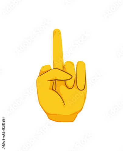 Vector illustration of a yellow hand with a middle finger gesture.