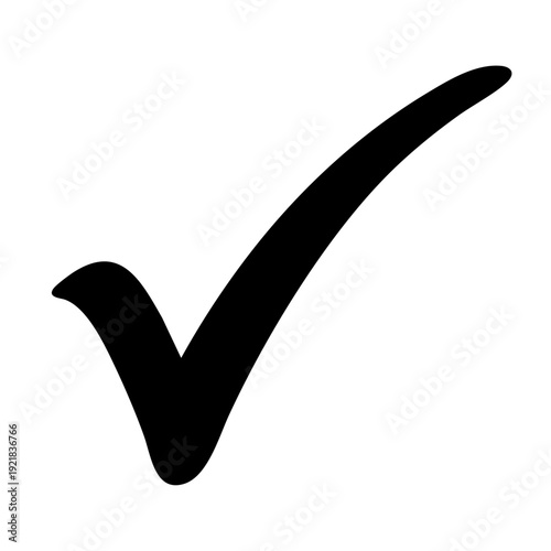Clean and modern black check mark symbol on transparent background, ideal for success, approval, and validation concepts in digital and print media.