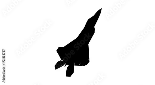 Dramatic black silhouette of a bird in mid flight against white background