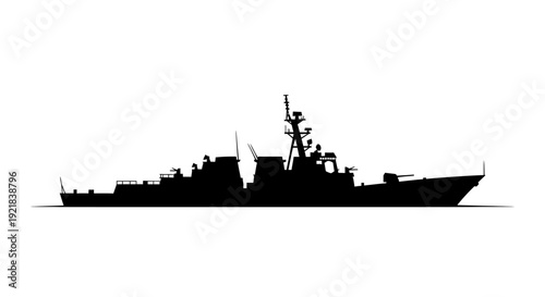 Modern warship sailing through open waters with advanced technology