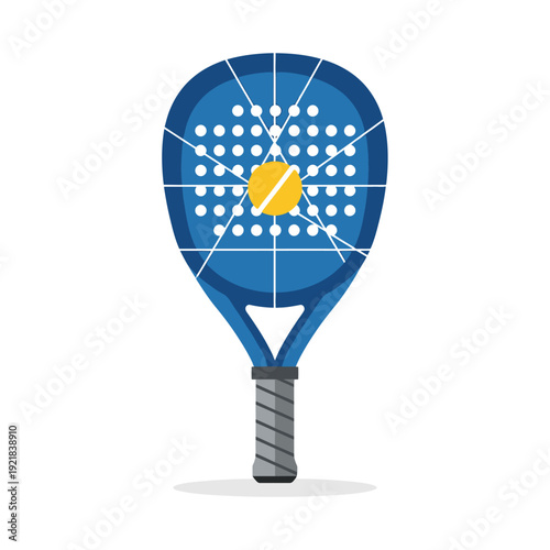 Blue Padel Racket with Yellow Ball, Sports Equipment, Tennis Accessory