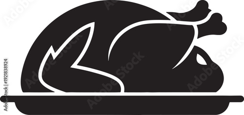 Roasted Chicken on Platter Silhouette