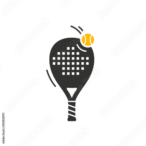 Padel Racket and Ball Icon, Sports Equipment, Tennis Game, Active Lifestyle