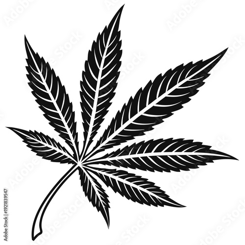 Cannabis Leaf Silhouette Vector Icon – Hemp Plant Symbol Illustration