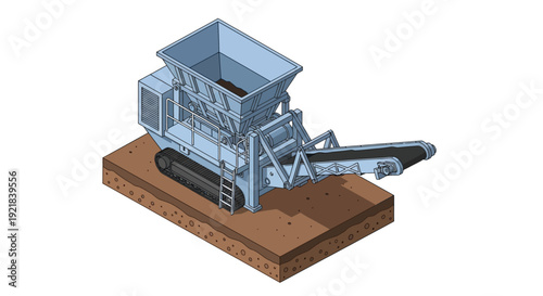 Heavy Machinery Crushing Stone into a Pile.