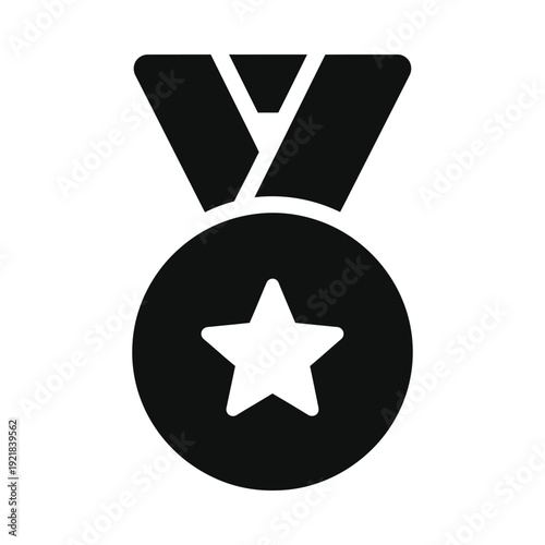 Black medal icon with star on, ui elements