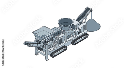 Heavy Machinery Crushing Stone into a Pile.