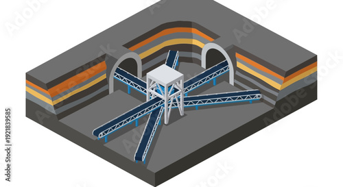 Heavy Machinery Crushing Stone into a Pile.