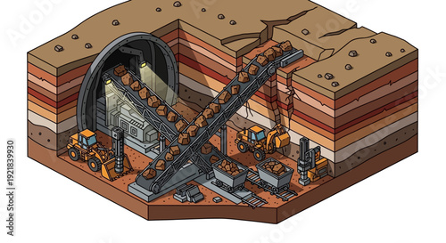 Heavy Machinery Crushing Stone into a Pile.