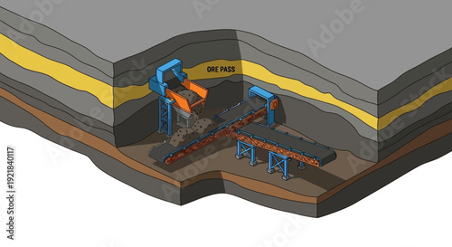 Heavy Machinery Crushing Stone into a Pile.