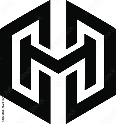 Canvastavla Geometric optical illusion logo with interlocking hexagon shapes, modern abstrac