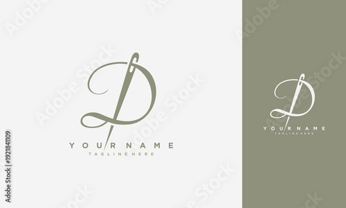 D Letter Logo with Needle & Thread - Perfect for Tailoring & Fashion Brands
