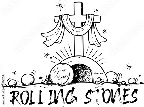 Rolling stone svg, Christian Easter svg, Christian rolling stone svg