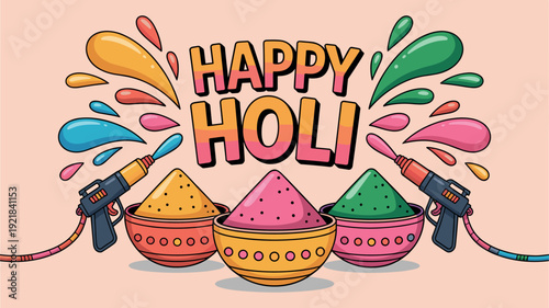 Vibrant holi celebration with colorful powder and water