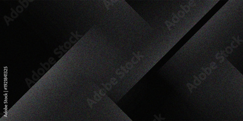 Modern black white abstract background. Minimal. Gradient. Dark grey banner with geometric shapes, lines, stripes, triangles. Design. Futuristic. Cut paper or metal effect.