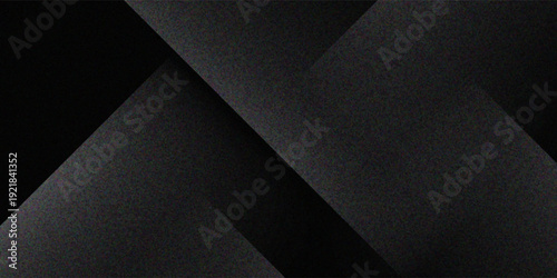 Modern black white abstract background. Minimal. Gradient. Dark grey banner with geometric shapes, lines, stripes, triangles. Design. Futuristic. Cut paper or metal effect. eps10 vector