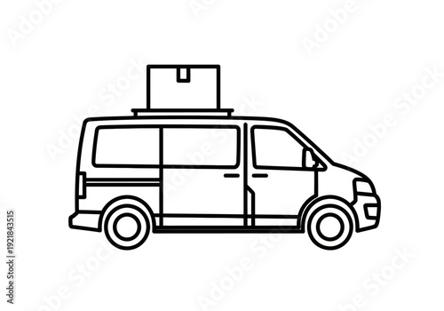 Outline of a Delivery Van with Box on Top
